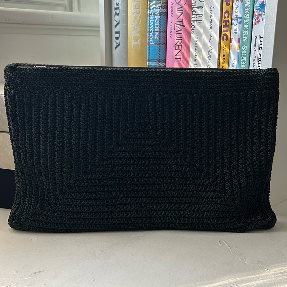 40s Black Woven Cord Clutch